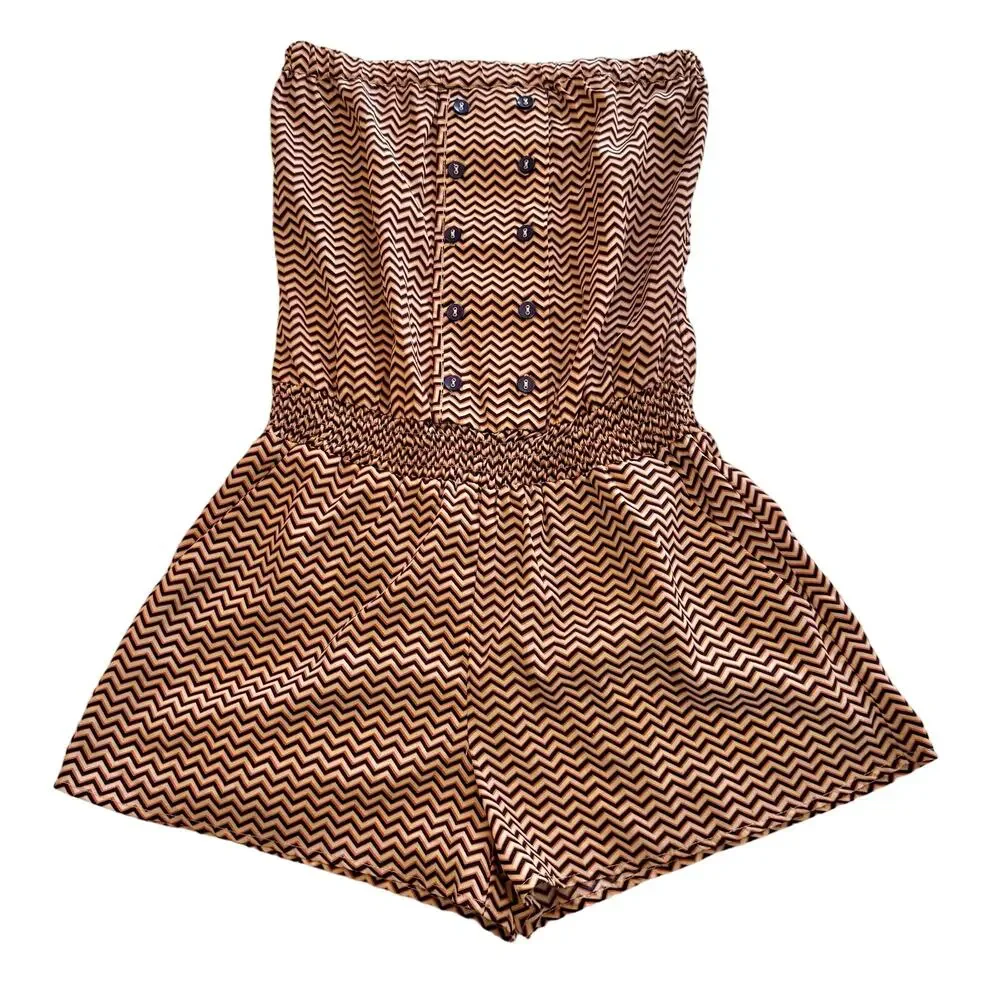 Jenny Han Zig Zag Printed Strapless Romper XS